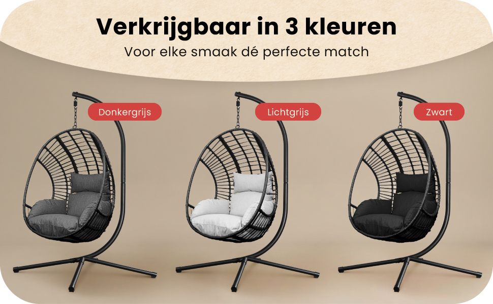 Крісло-гойдалка Swoods XXL з металевим каркасом - для дому та вулиці, з подушкою - яйцеподібне крісло, до 150 кг (темно-сірий)