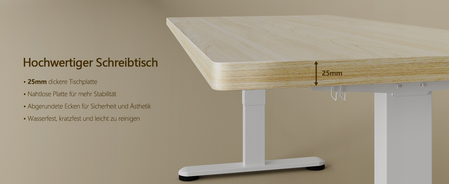 Регульований стіл, 160x80 см, електричний стоячий стіл з подвійним мотором, сенсорна панель, USB-A, кабелеуправління, стільниця 25 мм, ергономічний офісний стіл, білий