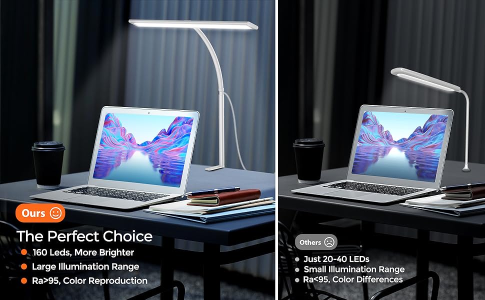 iFalarila Настільна лампа 10W з LED, регулювання яскравості, USB-порт, 3 колірні температури, 10 рівнів яскравості, гнучкий 70см шланх | Без пульта ДК