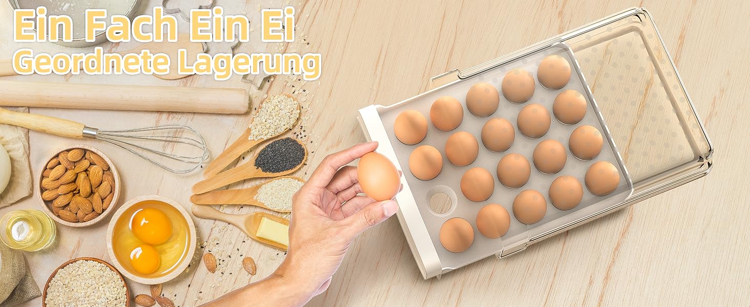 Контейнер для яєць Deecam: органайзер для холодильника на 20 яєць, прозорий, білий