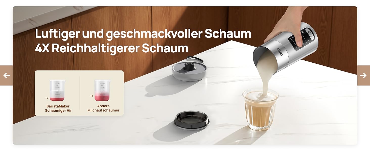 Електричний спінювач молока Dreo 8-в-1 для лате-арт, 270 мл, з підігрівом, LED, сріблястий