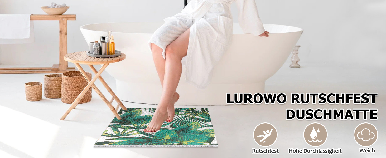 Килимок для душу Lurowo нековзний 75x75 см, ПВХ-Luffa, швидковисихаючий, зелений