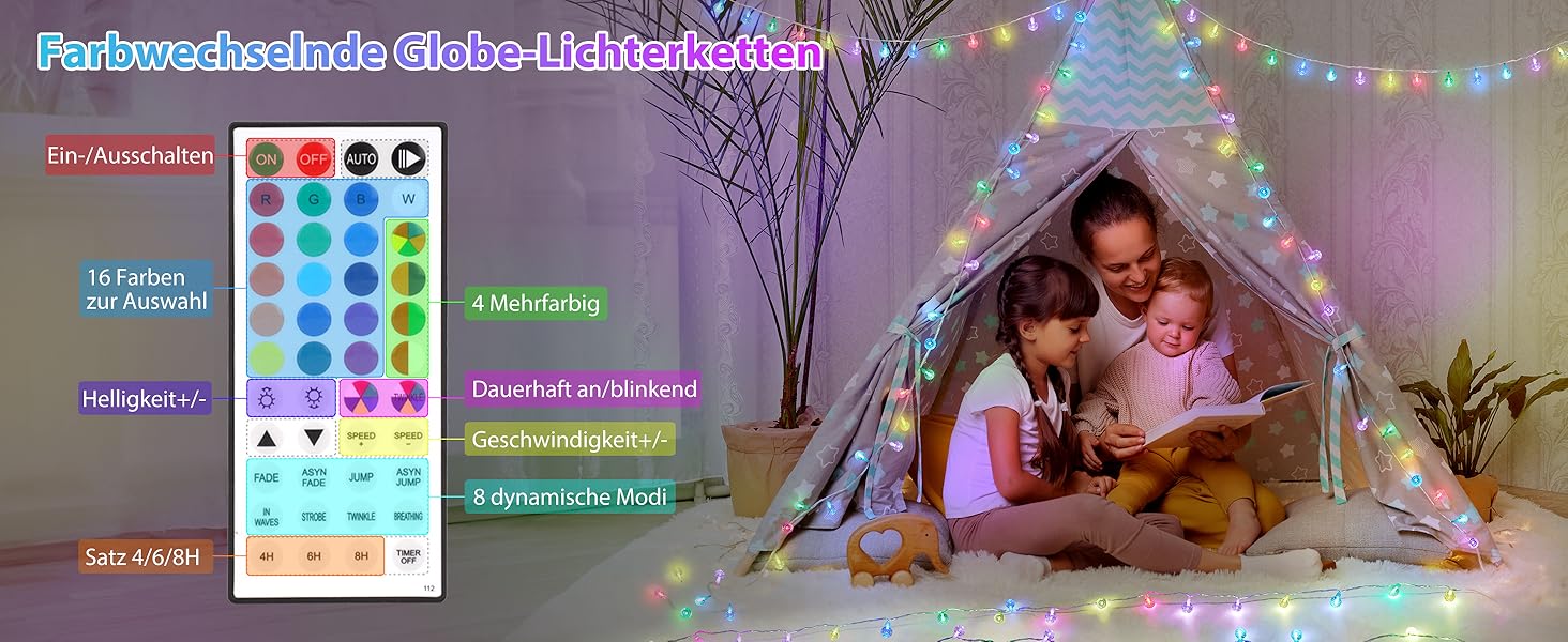 Гірлянда світлодіодна StarryEver 120 LED, 20м, RGB, 24 кольори, кулі, для вулиці та кімнати
