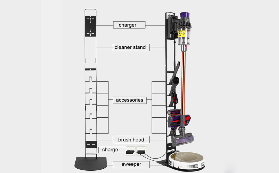 Тримач для пилососа DingGreat для Dyson V15-V6 та інших, окремо стоячий, без свердління (чорний)