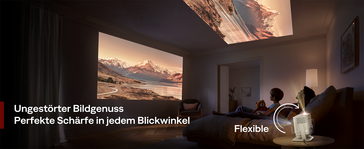 Aurzen Boom Mini 4-в-1 Smart Beamer з Google TV, 4K, проєктор для дому та на вулицю, 20W Dolby Audio, 500 ANSI, ToF автофокус, корекція трапеції, Wi-Fi/Bluetooth, підтримка смартфонів (кремовий)