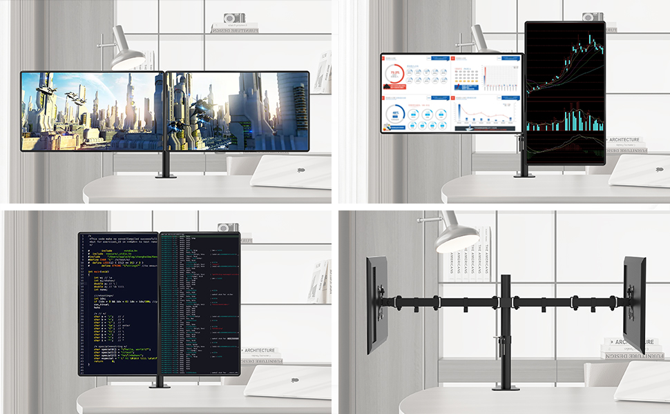Підставка для монітора GRIFEMA Dual Arm - 2 монітори, 13-32 дюйми, регулювання висоти, поворот, VESA 75x75/100x100, до 9 кг