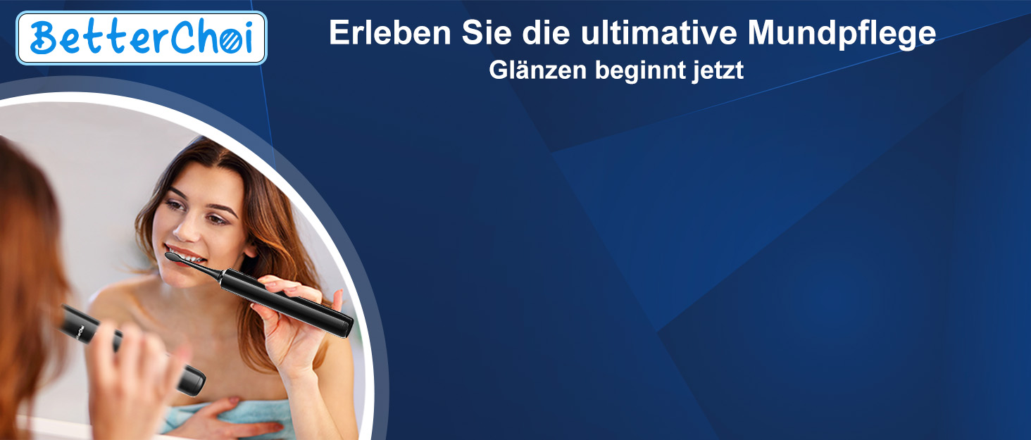 Електрична зубна щітка Betterchoi з магнітною левітацією, 41 000 VPM, 4 насадки, IPX7, 180 днів роботи, 5 режимів, таймер, чорна