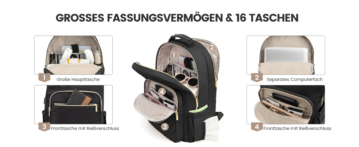 LOVEVOOK Рюкзак для жінок, великий, 15.6 дюймів, для ноутбука, водонепроникний, шкільний, для дівчаток-підлітків, чорний, елегантний, для роботи, для школи, університету, подорожей, 15.6 дюймів, A-чорний