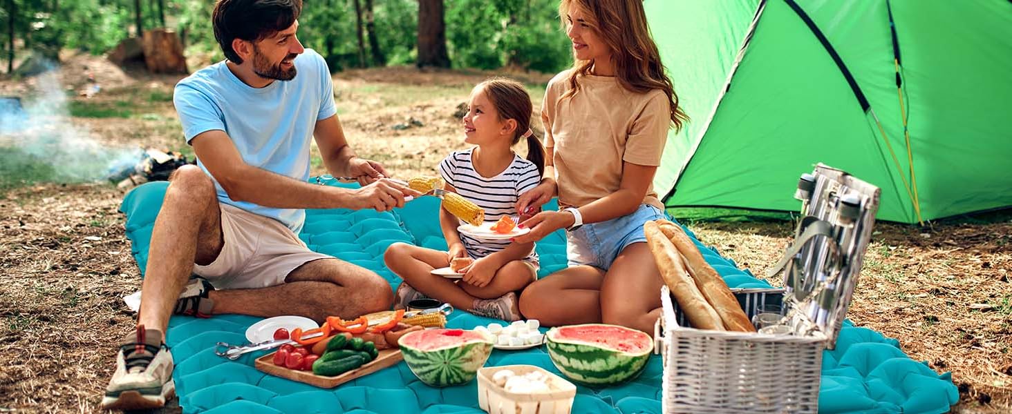 Самонадувний кемпінговий килимок AKSOUL Outdoor: ультралегкий надувний матрац з подушкою, термоізоляційний складний килимок для намету, трекінгу та пляжу, 10 см, колір павлин