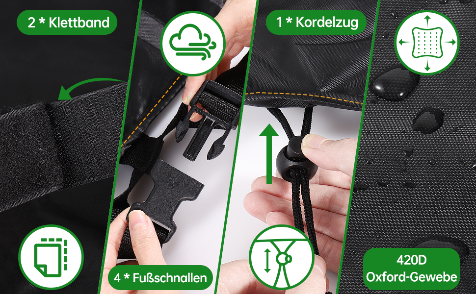 Водонепроникний чохол для садово-патіо меблів 420D Oxford, 180x120x74 см (чорний)