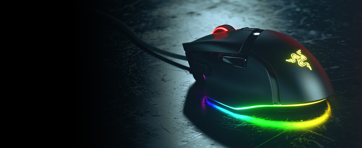 Ігрова миша Razer Basilisk V3 дротова з RGB підсвіткою Chroma, 11 програмованих кнопок, гіперскрол колесо, ергономічний дизайн, чорна