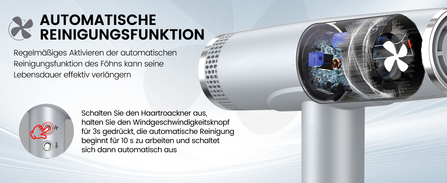 Іонний фен для волосся Slopehill з безщітковим двигуном 110 000 об/хв, біокерамічне покриття та магнітним дифузором, світло-сірий