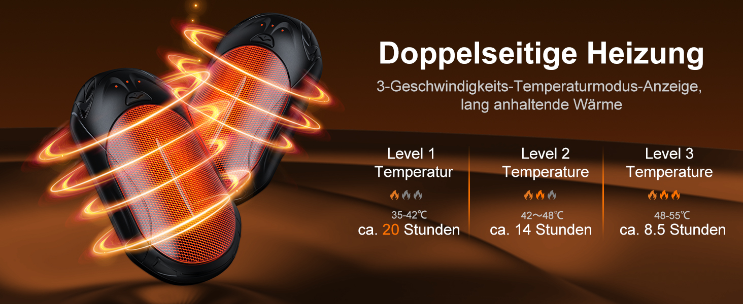 Електричні грілки для рук OUTJUT 6000mAh, 2 шт., USB, 3 режими нагріву, для спорту, кемпінгу, чорні