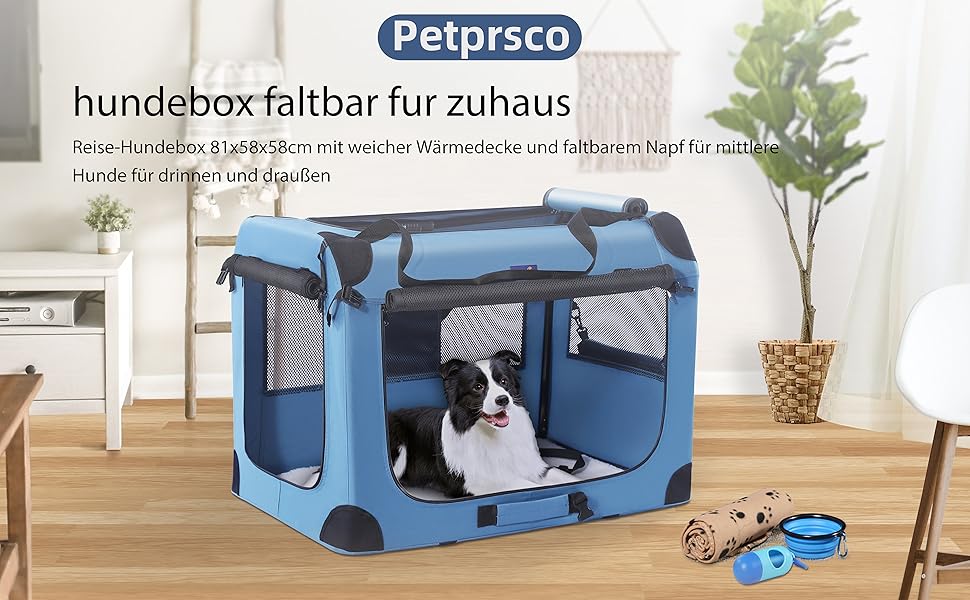 Складна переноска для котів/собак Petprsco, 3 двері, портативна (858x58 см, сіра)