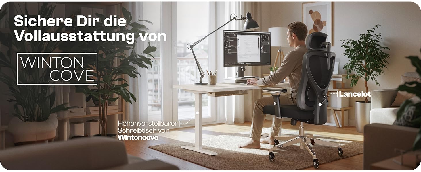 Ергономічне крісло Galahad для офісу та ігор | Крісло для роботи та геймінгу | Міцне крісло до 150 кг (чорний Lancelot)