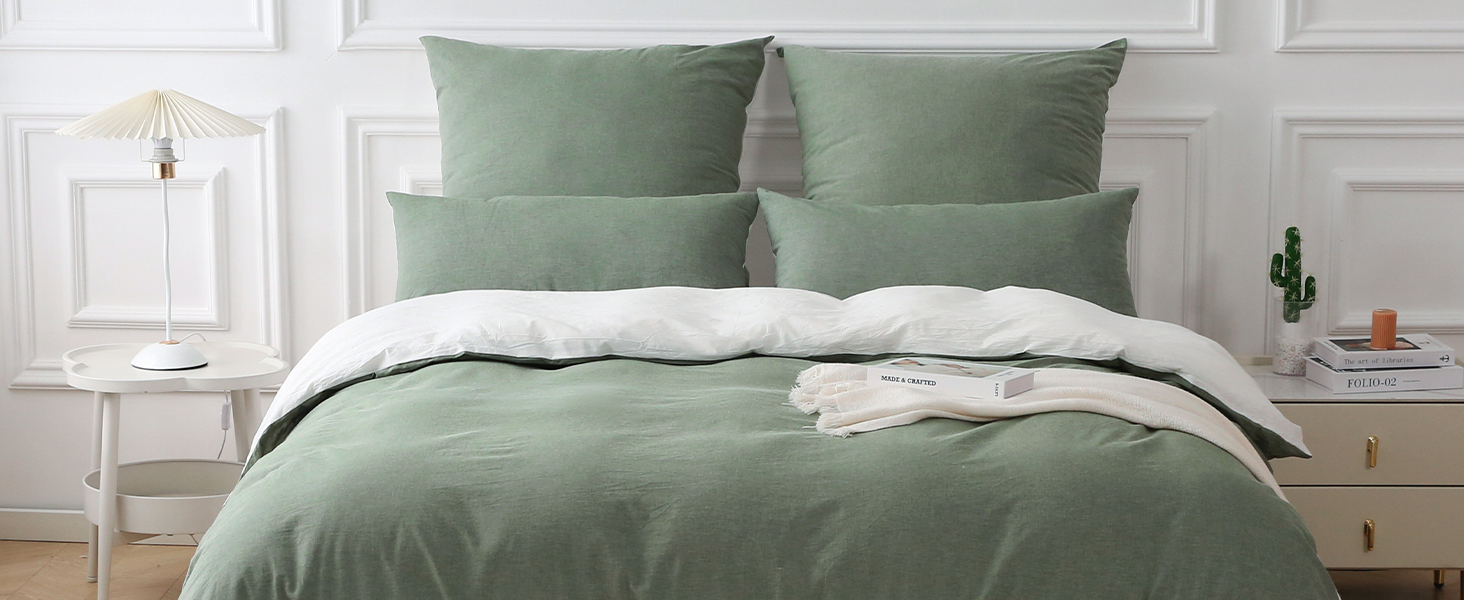 Набір постільної білизни SOULFUL 155x220, бавовна, салатовий, 2 шт. (1x155x220, 1x80x80)