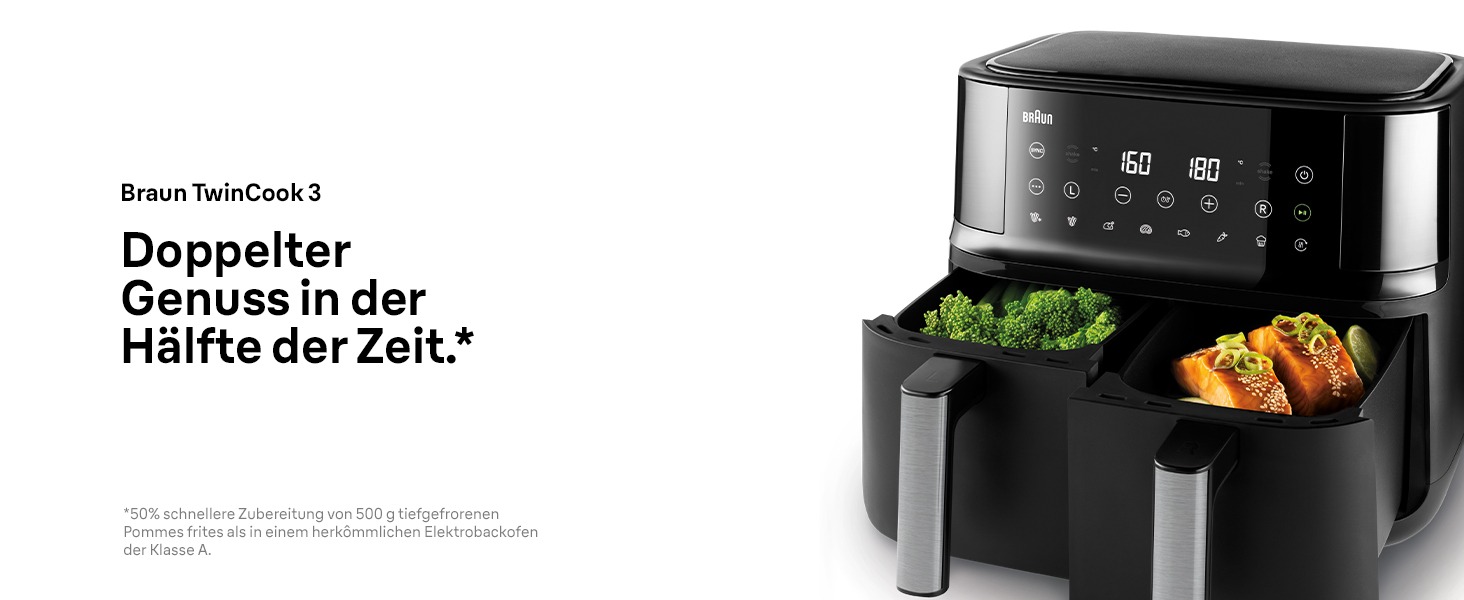 Фритюрниця повітряна Braun MultiFry 3 HF 3030, 4.3 л, 1500 Вт, цифрове керування, 8 програм, чорна