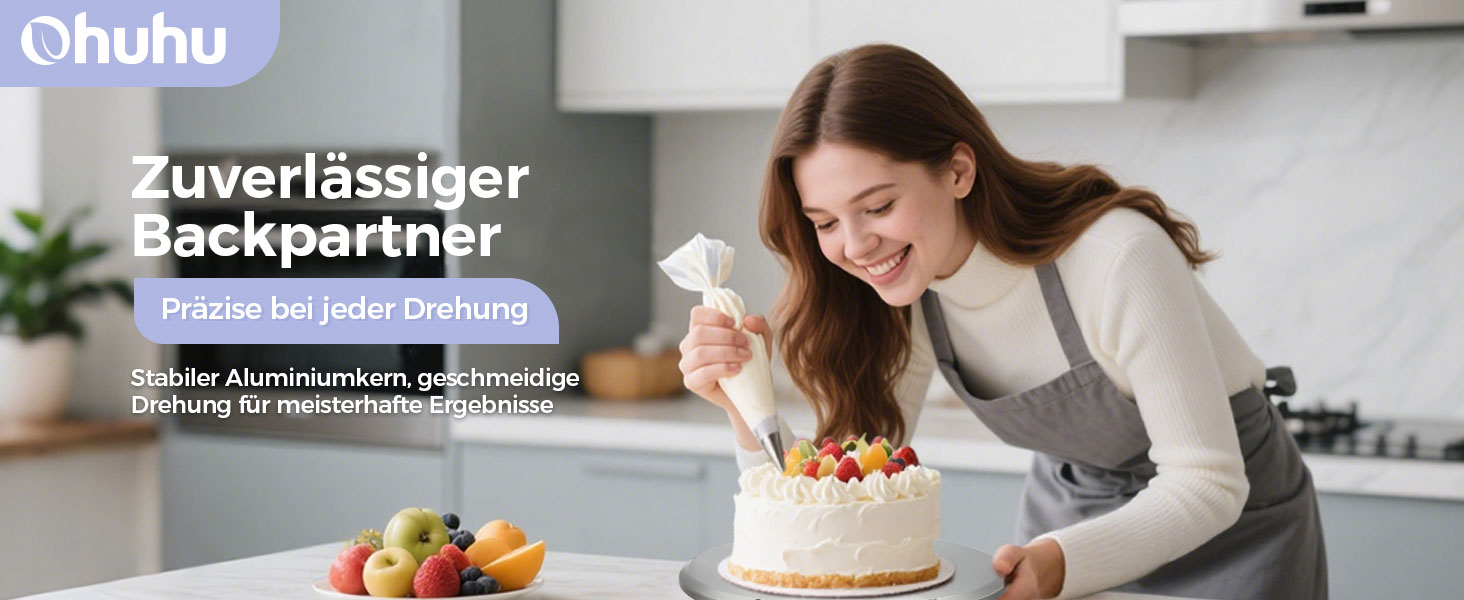 Ohuhu Поворотна підставка для тортів 30 см, алюмінієвий сплав, для декорування тортів (срібна)