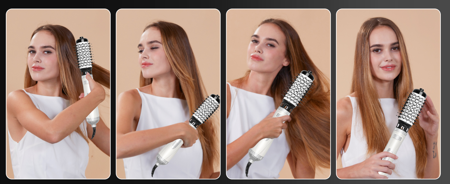 В-1 Air Styler щітка з теплим повітрям, фен для завивки, щітка для випрямлення, 1000 Вт, для будь-якої довжини волосся (срібло), 6-