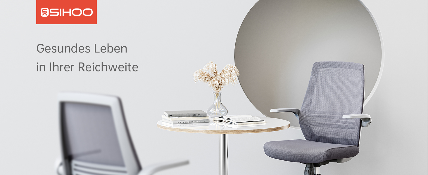 Офісний крісло SIHOO ергономічне з регульованими підлокітниками, підтримкою попереку та м'якою спинкою Mesh. Сірий колір.