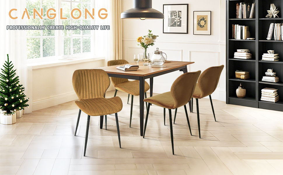 Набір з 2-х обідніх крісел CangLong, м'який крісло-релакс для кухні, їдальні та вітальні, гостьові крісла з масивними дерев'яними ніжками (колір: коричневий)