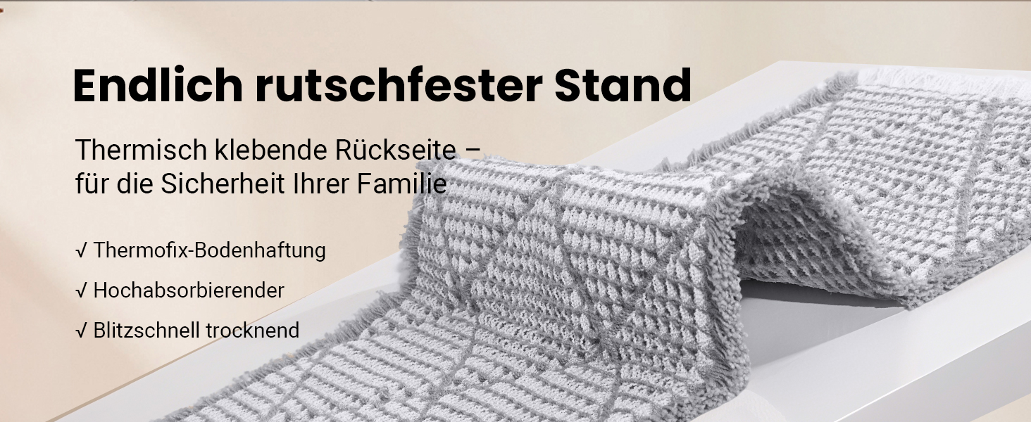Набір килимків для ванної кімнати 2 шт. Boho стиль, сірий колір, 51x120 см + 46x77 см, нековзкі, для ванної та пральні