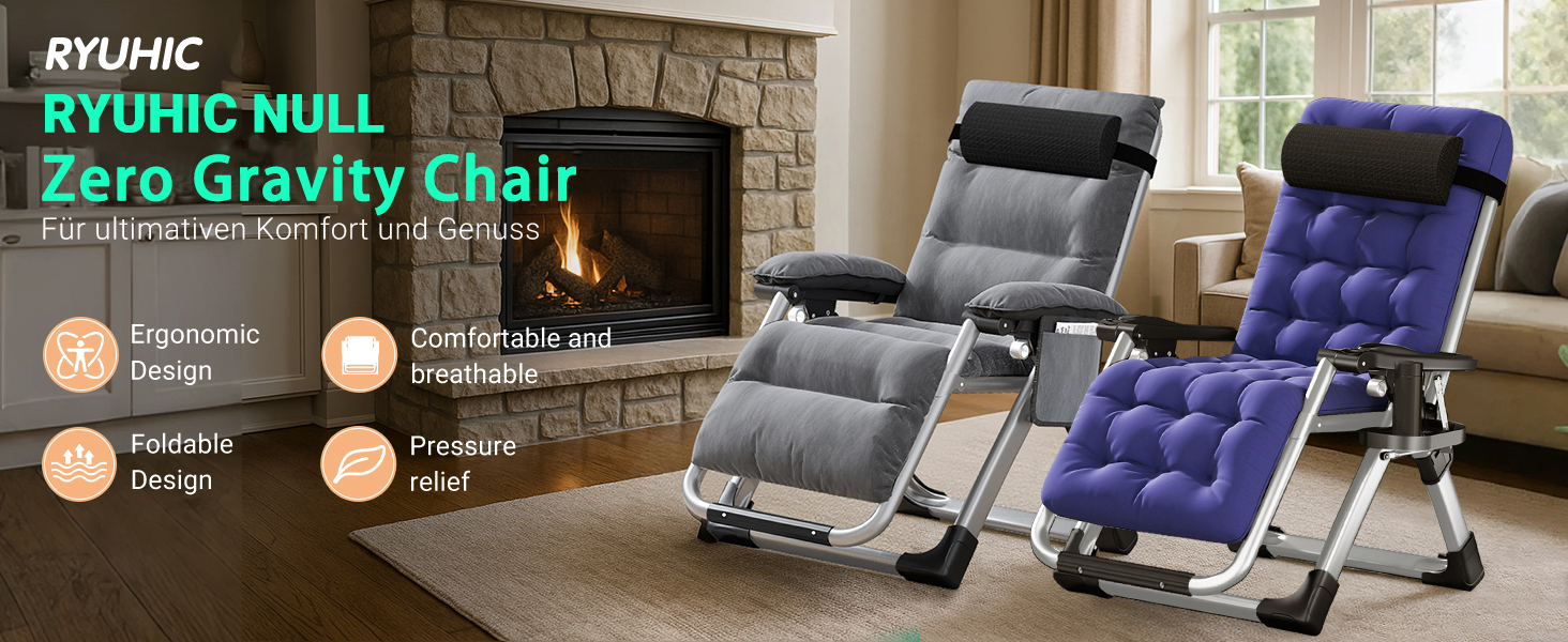 Шезлонг для відпочинку, розкладний, 200 кг, Zero Gravity, з подушкою, підстаканником, широкий, регульований, для саду, патіо, пляжу, басейну, сірий