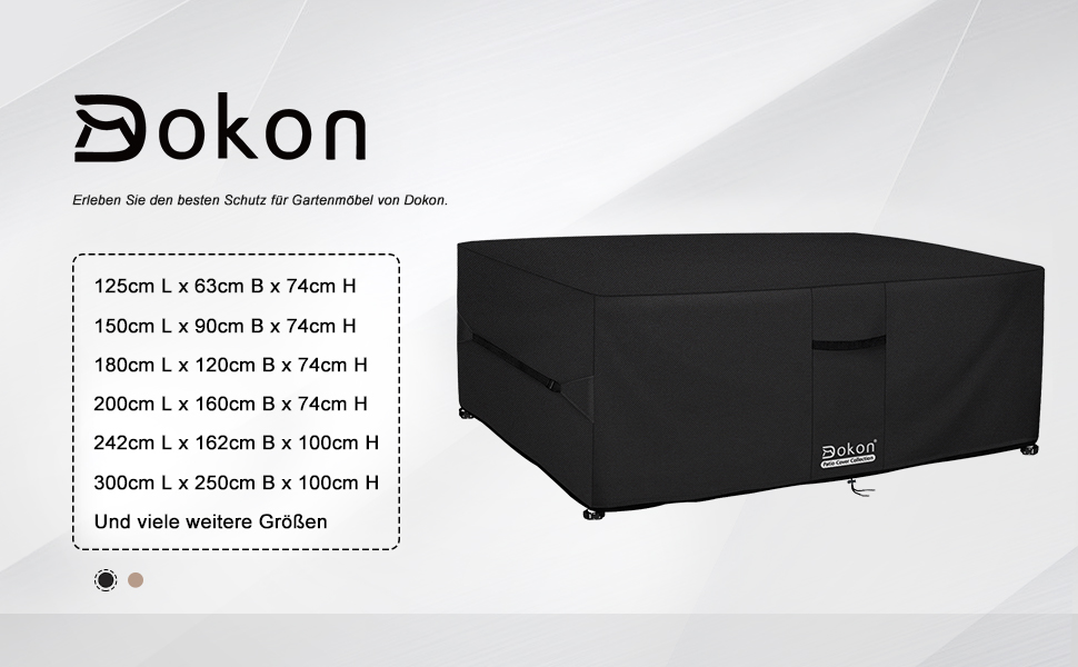 Водонепроникна та вітростійка чохол для садово-патіо меблів Dokon, 242x162x100 см, чорний