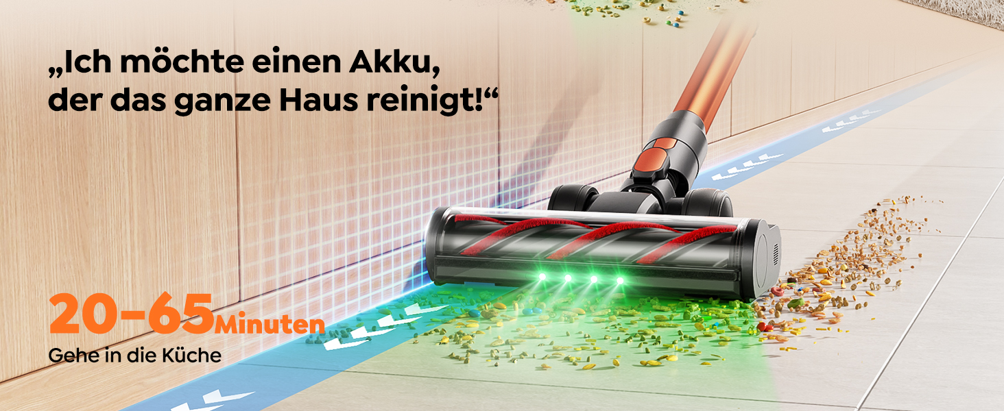 Бездротовий пилосос Fieety з акумулятором, 600W, 50kPa, 65 хв роботи, станція для зарядки на стіні, ароматерапія, автоматичний режим, сенсорний екран, висувний шланг 1 м для твердих поверхонь, килимів, шерсті тварин, автомобіля