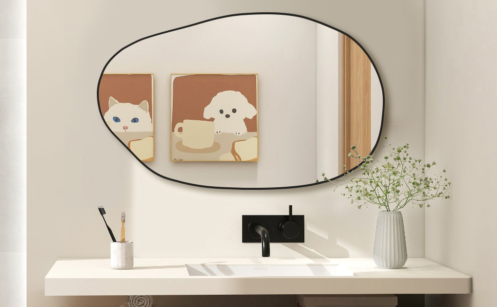 Дзеркало настінне асиметричне GOQELK, 85 x 52 см, декоративне для вітальні, ванної кімнати, спальні