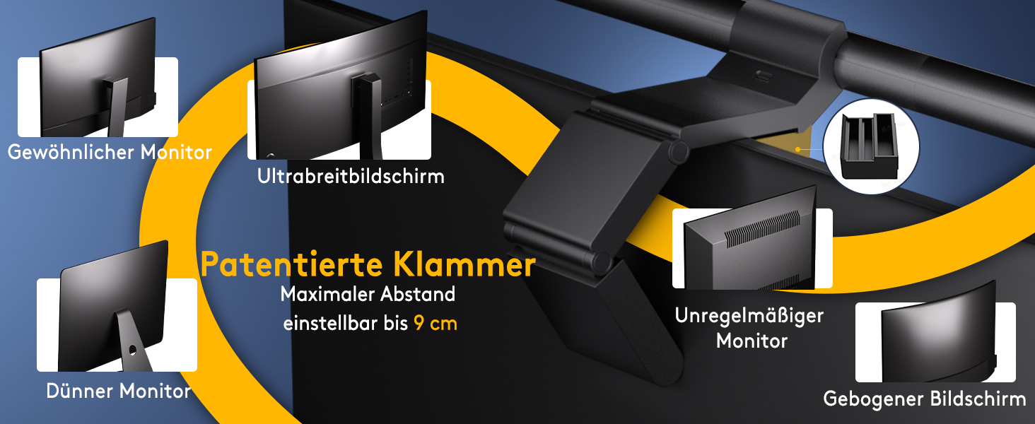 LED-лампа для монітора Quntis з радаром, авто вмикання/вимикання, пультом ДУ, 52 см, регулювання кольору та яскравості, таймер, захист від синього світла, USB-лампа для ПК