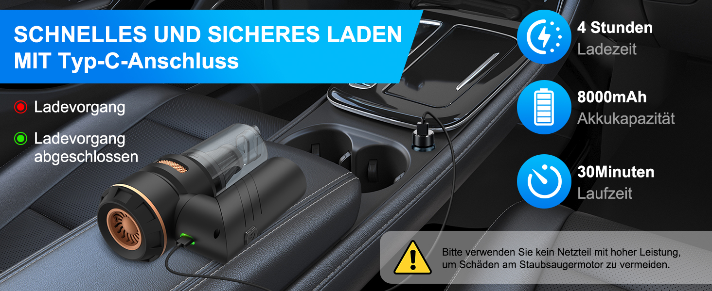Бездротовий ручний автомобільний пилосос 4 в 1, потужність 18000Па, безщітковий двигун 200000 об/хв, 3 рівні всмоктування для авто, дому та шерсті тварин, сріблясто-чорний