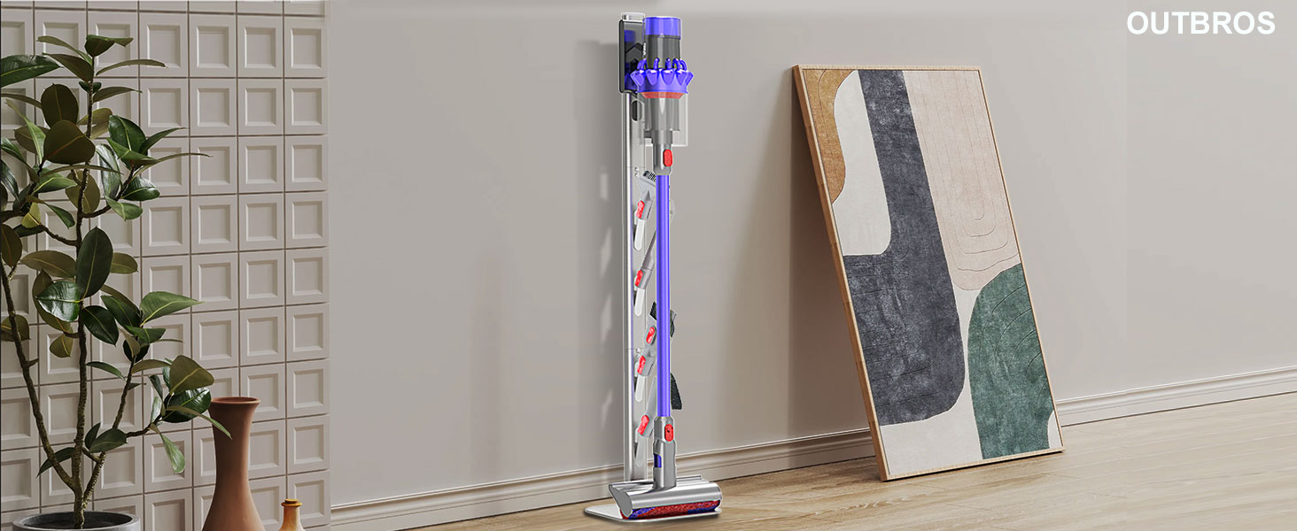 Підставка для пилососа OUTBROS для Dyson V6-V15, підлогова підставка та тримач для аксесуарів, сріблястий