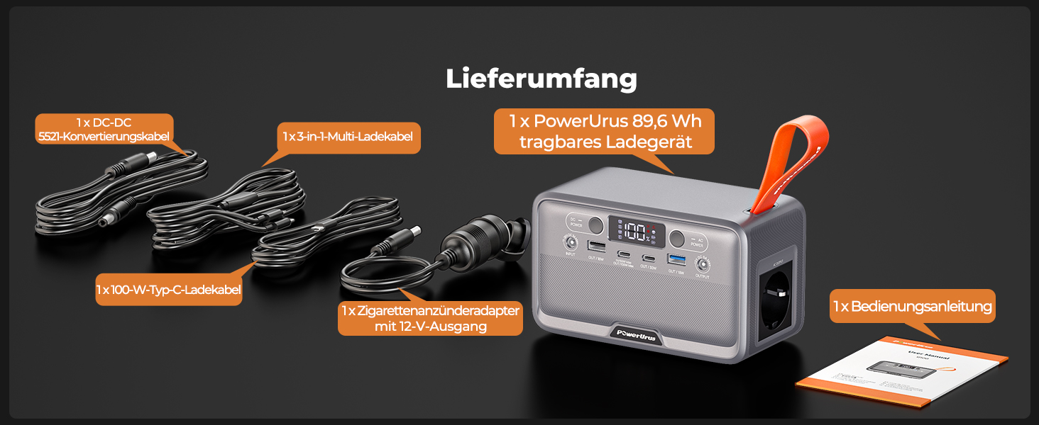 Портативна електростанція 89.6Wh LiFePO4 з акумулятором 100W (200W пік) та DC/USB/LED виходами, 12V прикурювачем для кемпінгу, подорожей та активного відпочинку