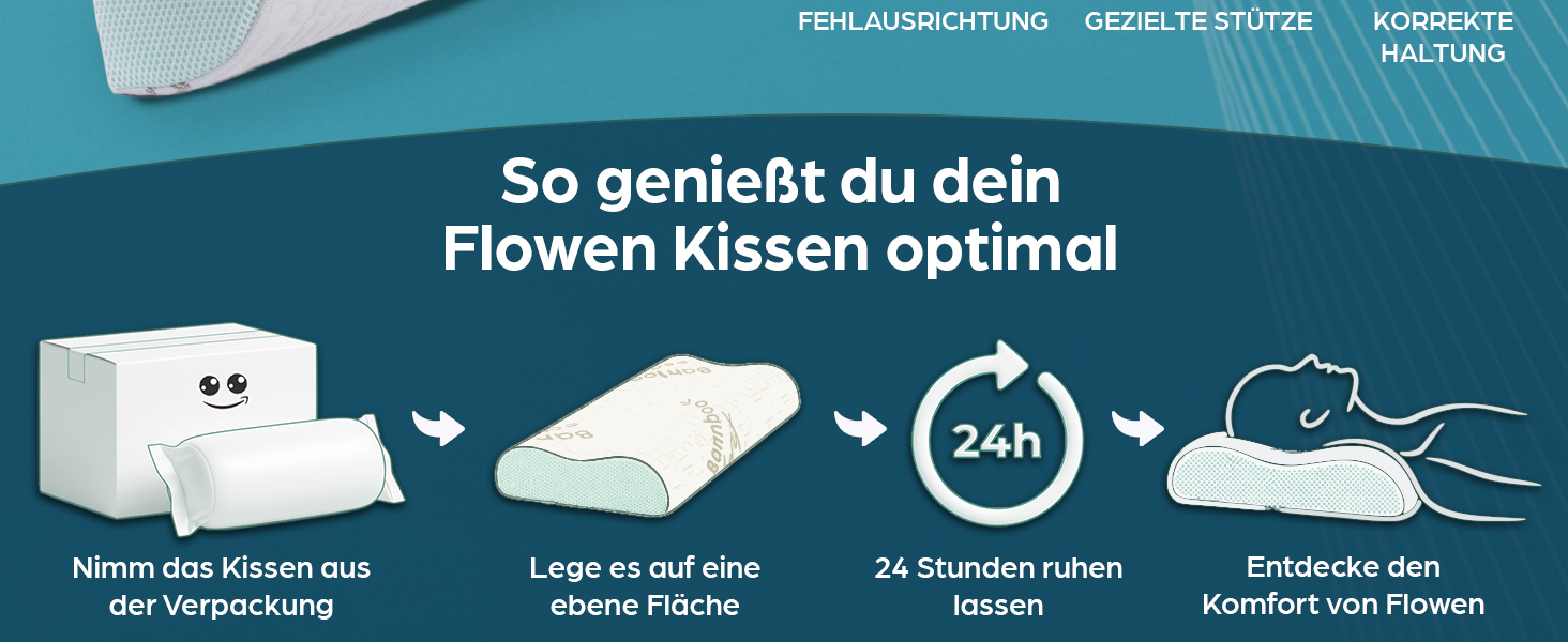 Ортопедична подушка для шиї з піни Memory Foam з Aloe Vera, знімний бамбуковий чохол. Для ліжка, при болях у шиї та підтримки хребта