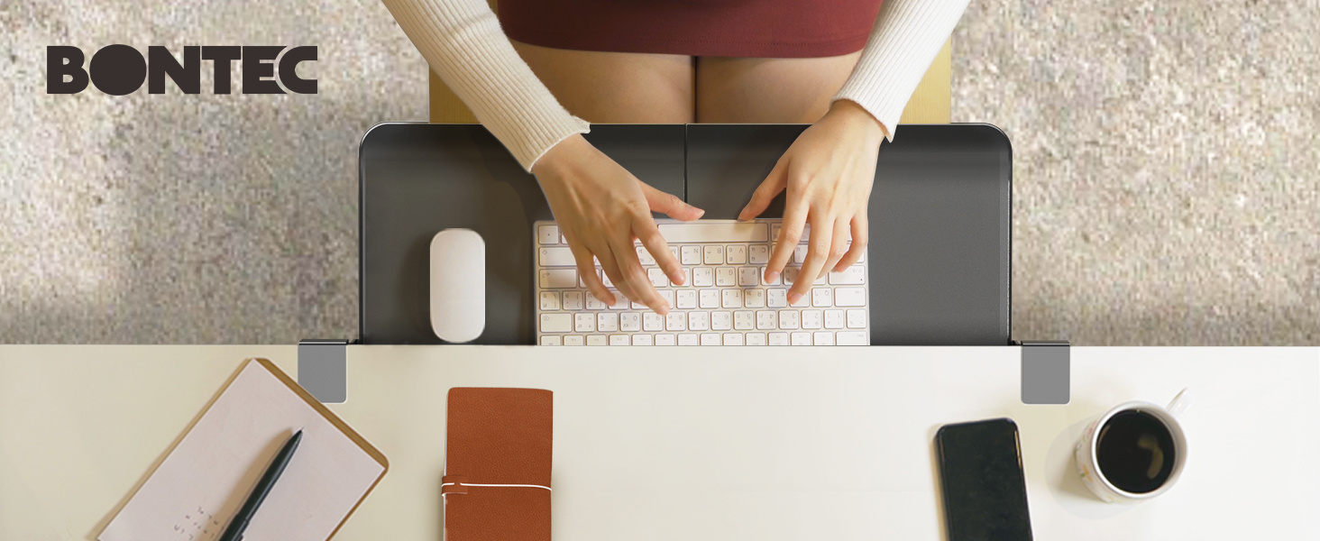 Підставка для клавіатури BONTEC під стіл, висувна з К-подібною фіксацією, великого формату, стійка, висувна, 650(760мм) x 300 мм, вінтажно-коричнева, ДСП