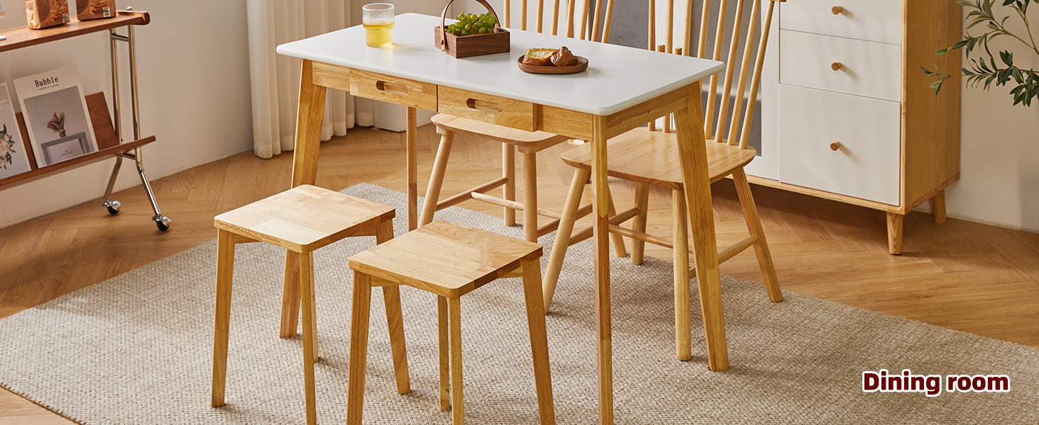 Дерев'яний письмовий стіл з шухлядою та вішалкою, 100 x 50 x 75 см, YD-WD01N. Компактний комп'ютерний стіл з натуральним деревом.