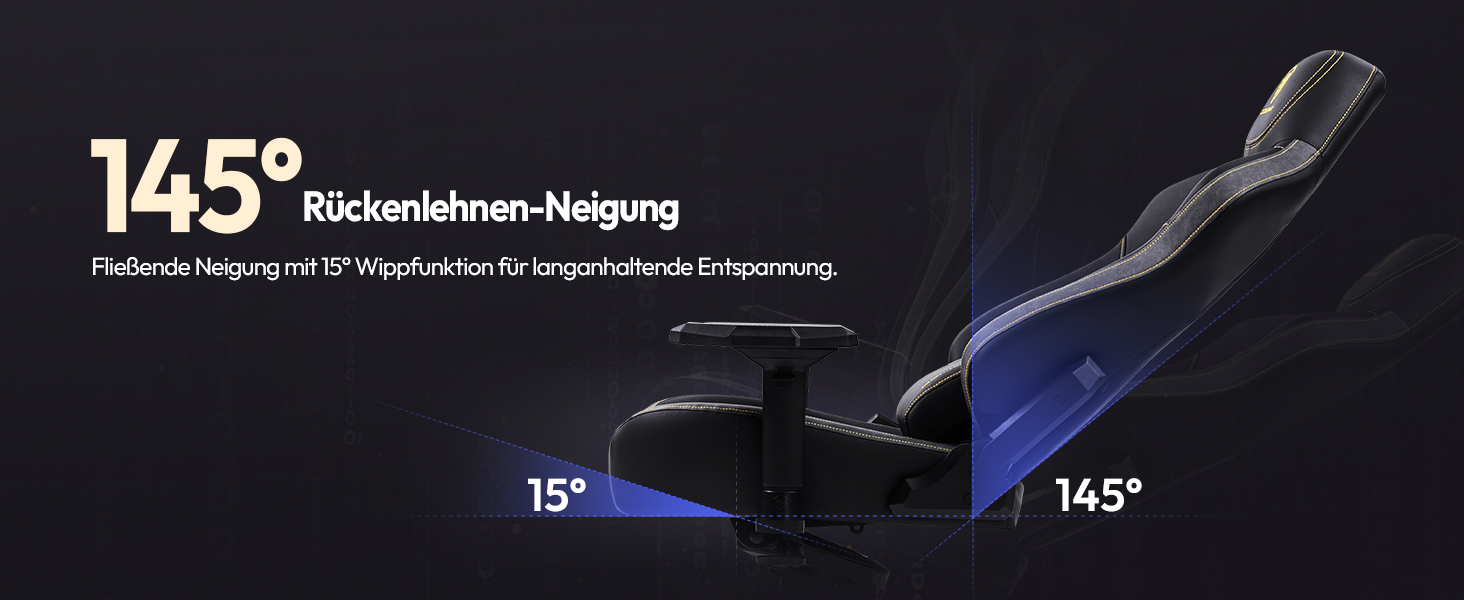 Ігровий крісло Dowinx для геймерів, офісне крісло з підлокітниками 4D та масажем попереку, чорне, витримує до 200 кг