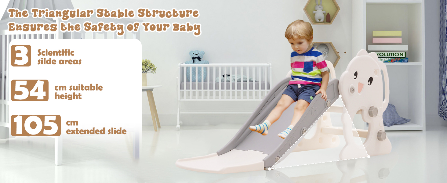 Дитяча гірка складана з баскетбольним кільцем для саду Rutsche 105 см, сіра