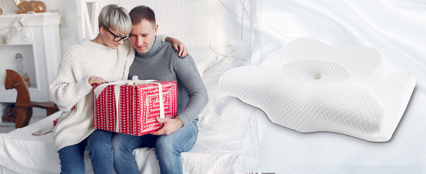 Подушка ортопедична для сну з Memory Foam NackenKissen, 62x39x11/13 см, біла. Для бічних положень, знімний чохол.