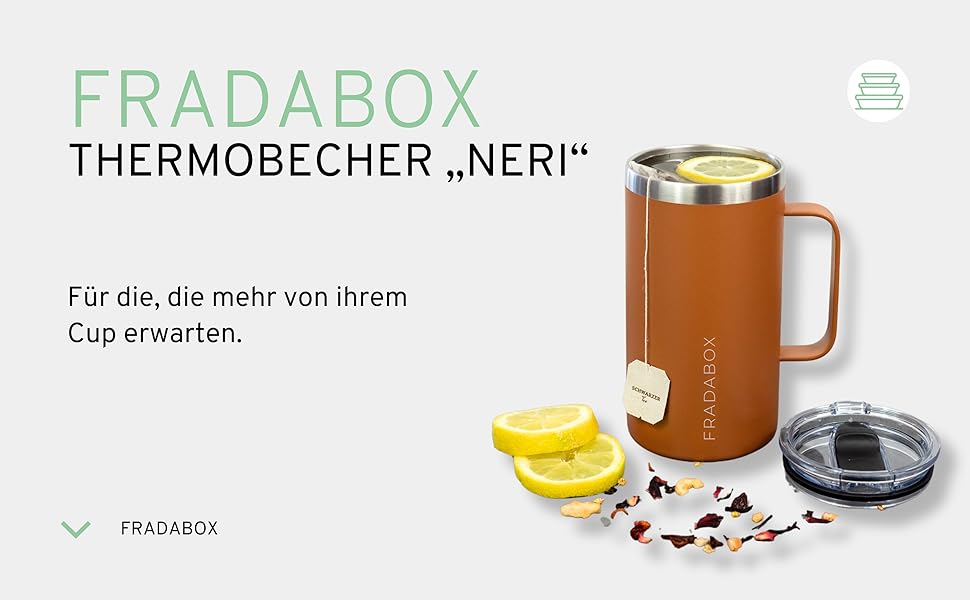 Термокружка 'Neri' 600 мл, нержавіюча сталь, подвійні стінки, вакуумна ізоляція, для кави з собою, BPA-Free, з кришкою-ковзанням, миється в посудомийній машині (Турквіс/Коричневий)