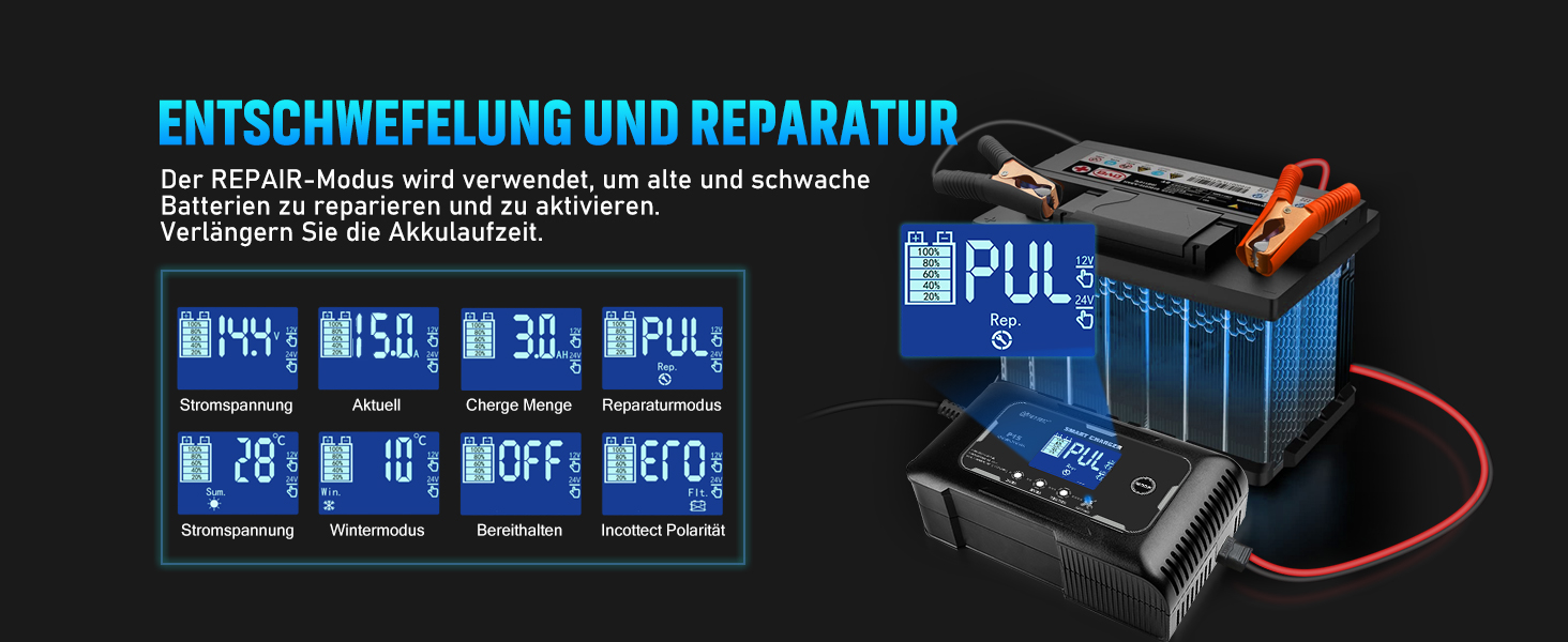 Повністю автоматичний зарядний пристрій HTRC 12V 15A/24V 10A з сенсорним РК-екраном і температурною компенсацією