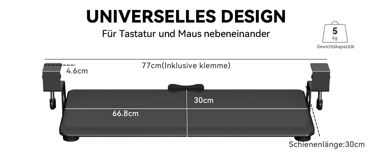 Підставка для клавіатури NearHub, висувна, під стіл, карбоновий дизайн, 65x30 см
