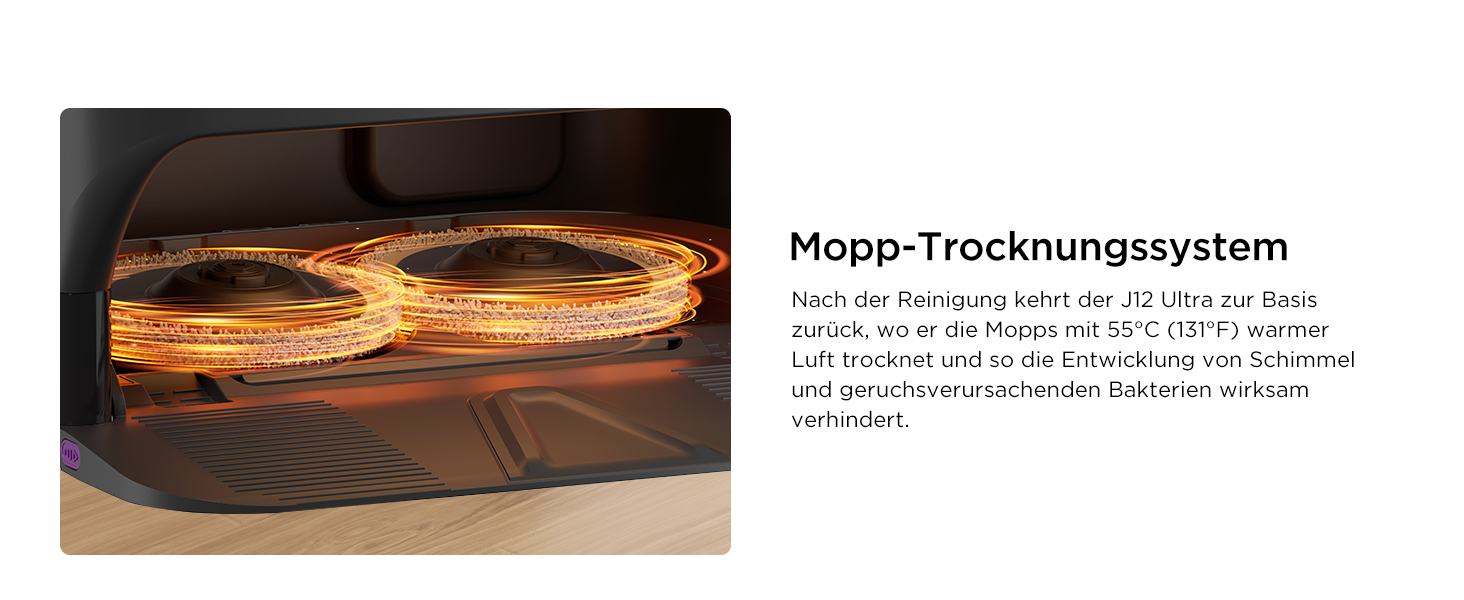 Робот-пилосос EUREKA J12 Ultra з функцією миття підлоги (самостійне очищення, миття та сушка), потужність всмоктування 5000Pa, обертова функція миття, Dual-LiDAR навігація, 3D уникнення перешкод, білий (чорний)