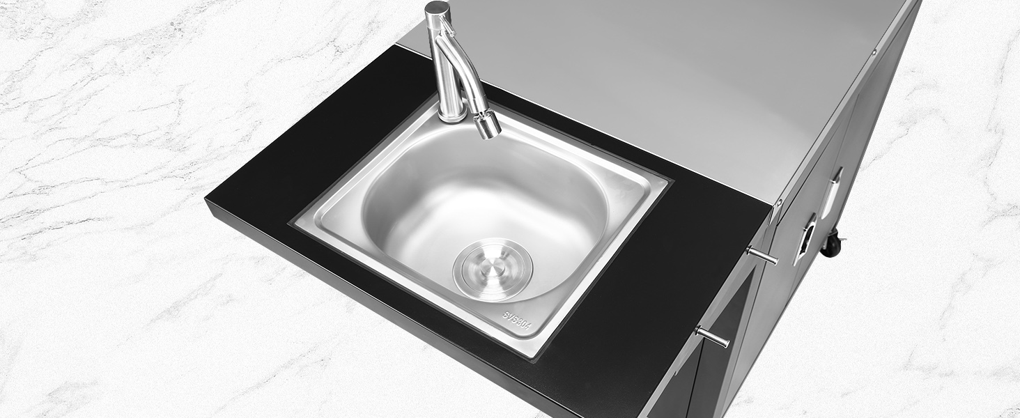 Гриль-вогн на колесах GFTIME: мобільний стіл для піци з нержавіючої сталі, кухонний острів з шафкою та полицями, 154 x 63 x 89 см