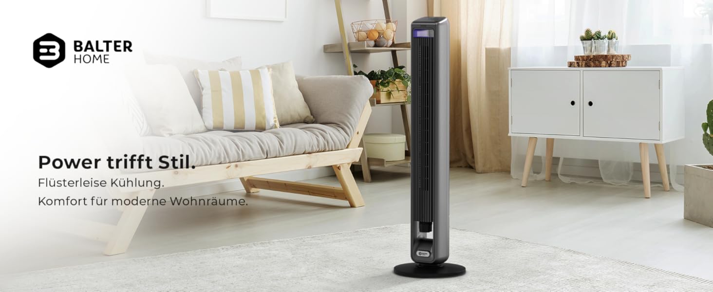 Вентилятор підлоговий Balter Turmventilator 106 см з пультом, 3 швидкості, таймер до 15 год