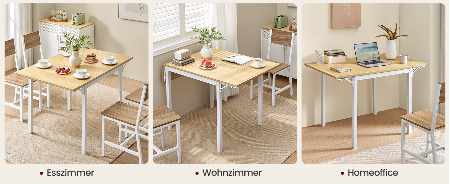 Стол кухонний розкладний VASAGLE для 2-4 осіб, чорний, KDT077B03