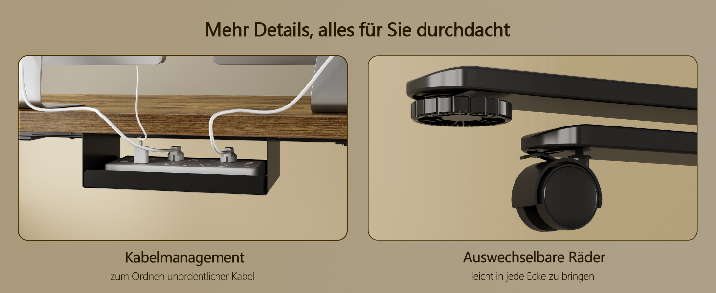 Регульований стіл, 180x80 см, електричний стоячий стіл з двома моторами, сенсорна панель, USB-A, кабелеуправління, стільниця 25 мм, ергономічний офісний стіл, білий (180 x 80 см, коричневий)