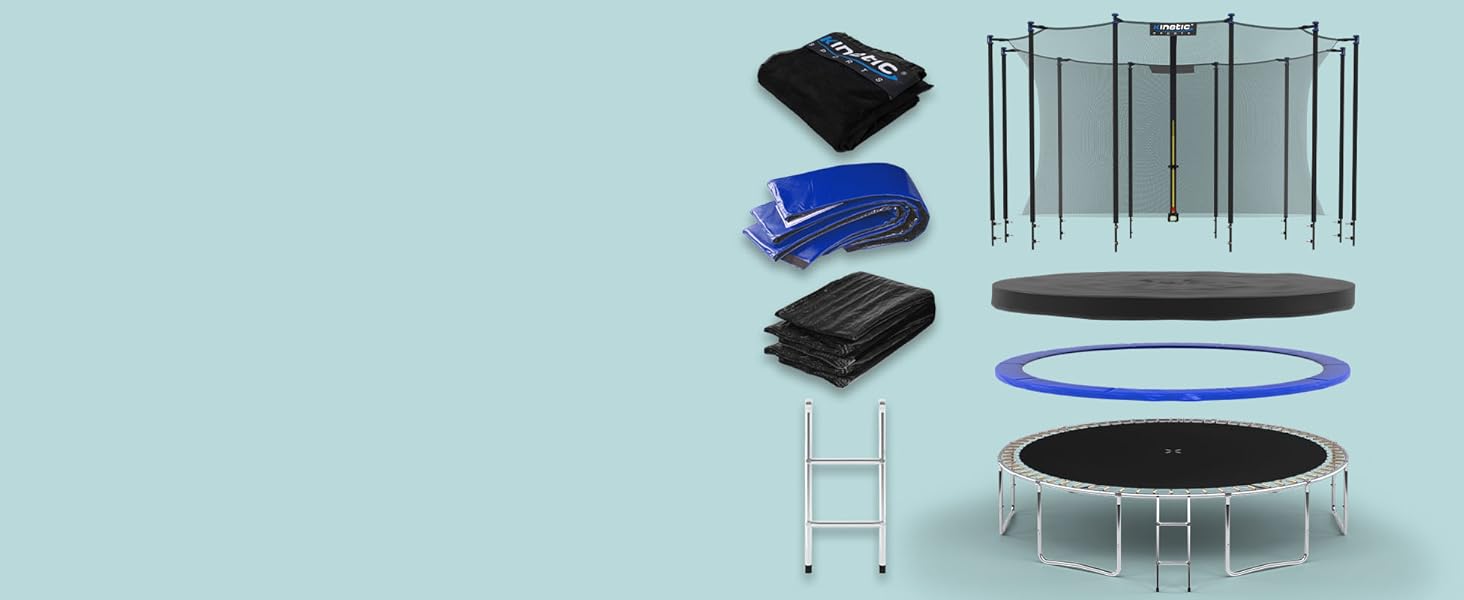 Батут вуличний KINETIC SPORTS Salto Plus Ø183 см з сіткою, драбиною та захисним покриттям - для дітей