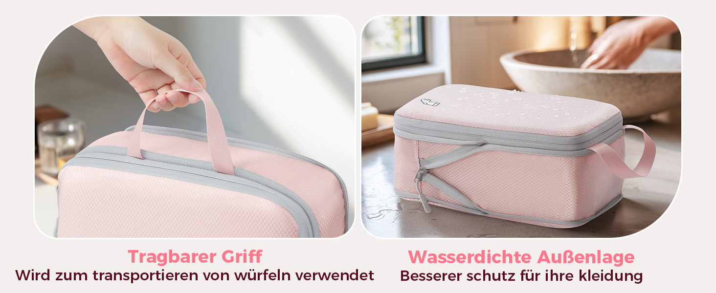 Набір компресійних органайзерів для валізи та рюкзака, водонепроникні пакувальні куби для подорожей, 8 предметів (Рожевий)